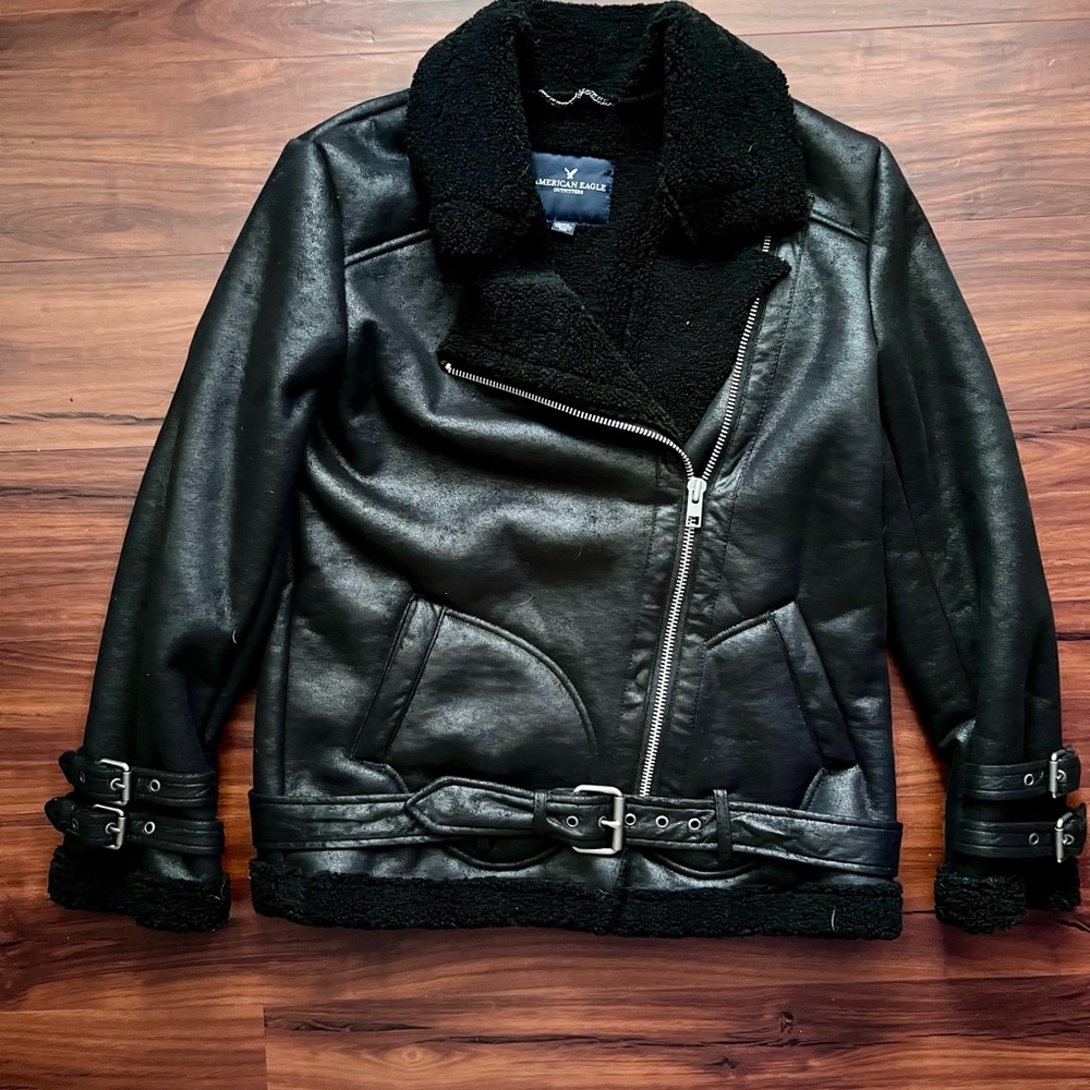 Women's Black Shearling Jacket - image 5